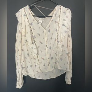 Floral blouse, white